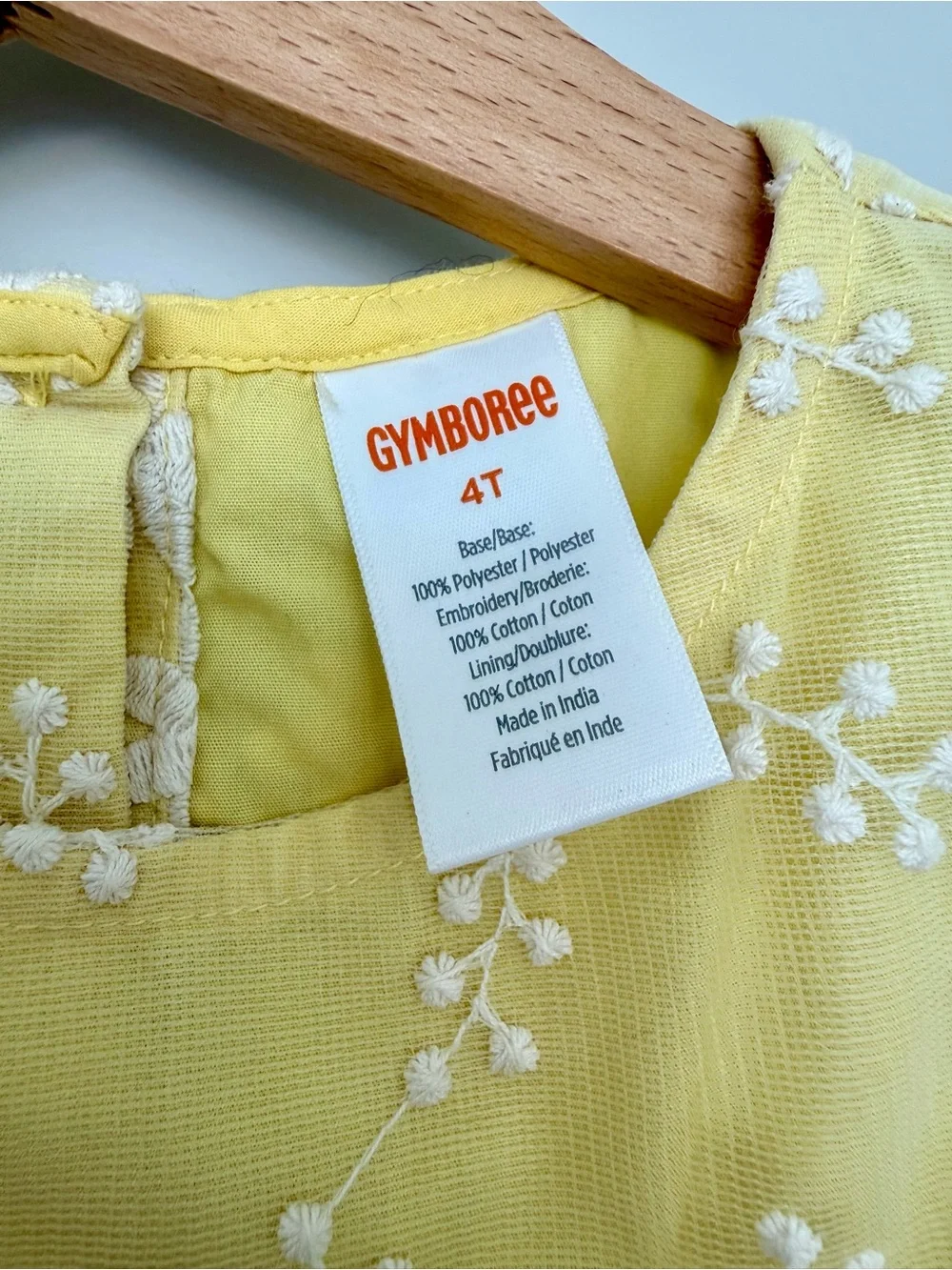Gymboree Sleeveless Yellow Dress with Floral Lace Overlay and Scalloped Hem